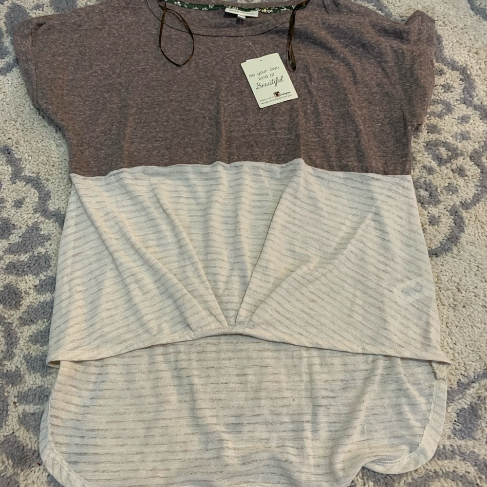 Beige and brown/purple Belle Du Jour shirt